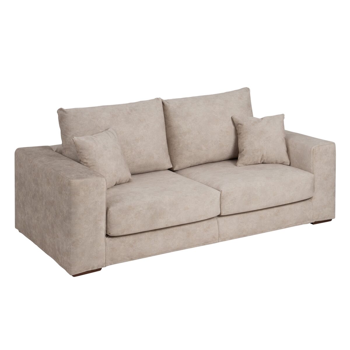 Soffa Beige Fibrer furuträ Skumgummi 206 x 88 x 100 cm