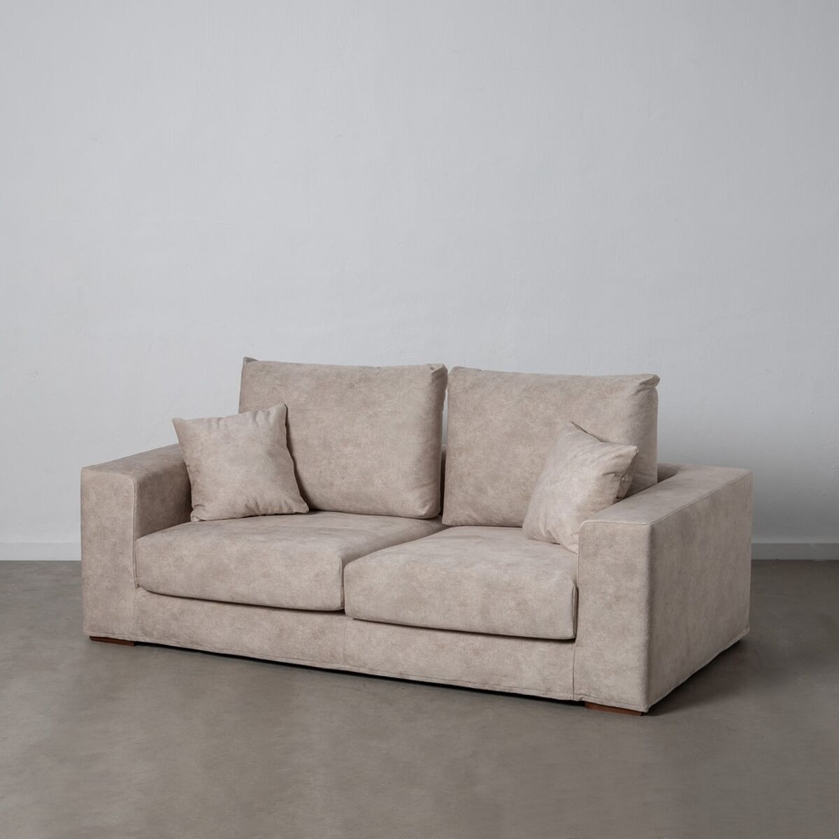 Soffa Beige Fibrer furuträ Skumgummi 206 x 88 x 100 cm - 2
