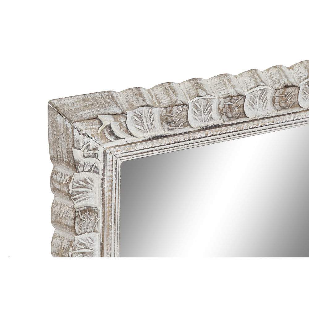 Väggspegel DKD Home Decor 8424001849895 Vit Naturell Glas Mangoträ Trä MDF Indier Avskalad 178 x 6 x 52 cm - 2