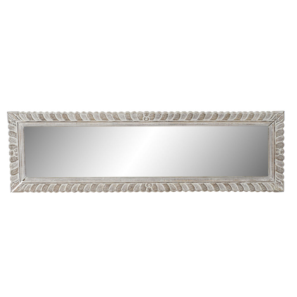 Väggspegel DKD Home Decor 8424001849895 Vit Naturell Glas Mangoträ Trä MDF Indier Avskalad 178 x 6 x 52 cm