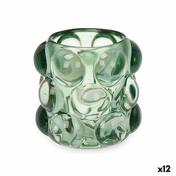 Ljusstakar Gift Decor Grön Glas 8,4 x 9 x 8,4 cm Mikro-pärlor (12 antal)