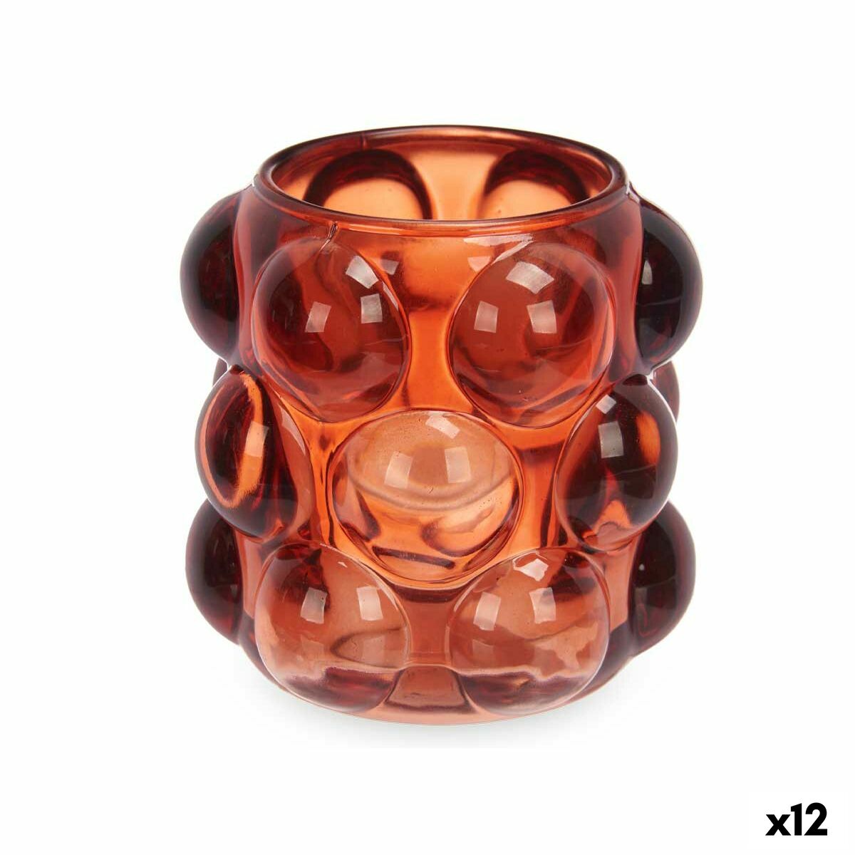 Ljusstakar Gift Decor Orange Takpanna Glas 8,4 x 9 x 8,4 cm Mikro-pärlor (12 antal)
