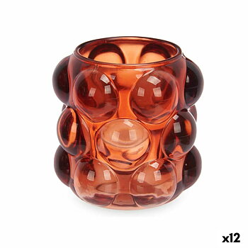 Ljusstakar Gift Decor Orange Takpanna Glas 8,4 x 9 x 8,4 cm Mikro-pärlor (12 antal)