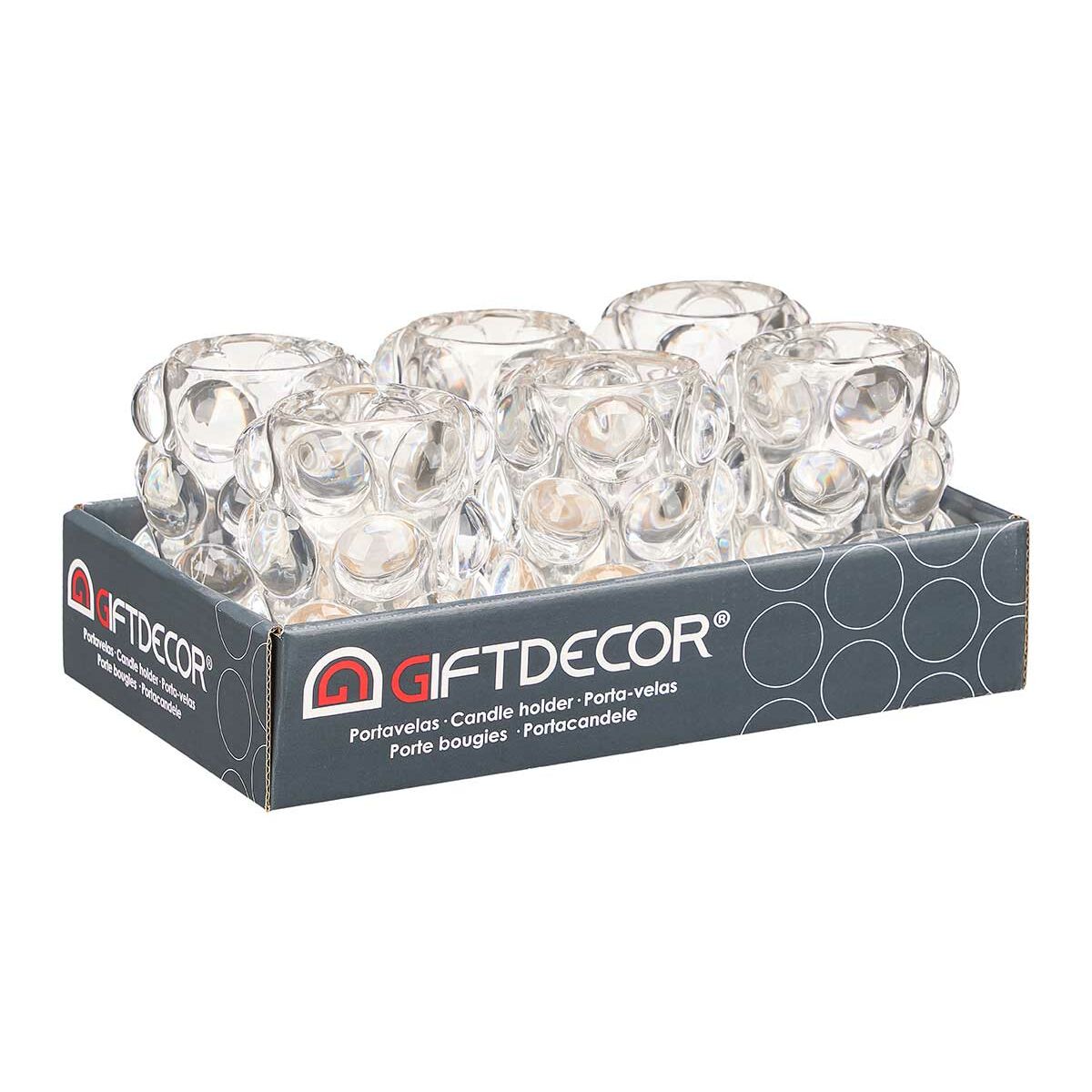 Ljusstakar Gift Decor Transparent Glas 8,4 x 12,5 x 8,4 cm Mikro-pärlor (12 antal) - 3