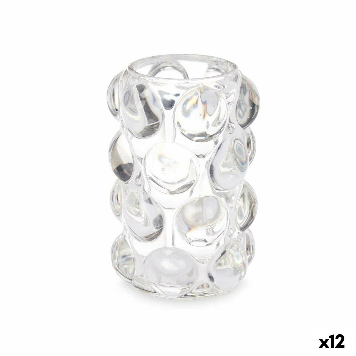 Ljusstakar Gift Decor Transparent Glas 8,4 x 12,5 x 8,4 cm Mikro-pärlor (12 antal)