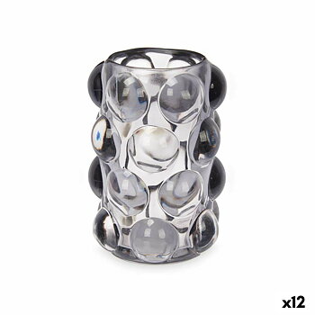 Ljusstakar Gift Decor Grå Glas 8,4 x 12,5 x 8,4 cm Mikro-pärlor (12 antal)