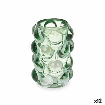 Ljusstakar Gift Decor Grön Glas 8,4 x 12,5 x 8,4 cm Mikro-pärlor (12 antal)