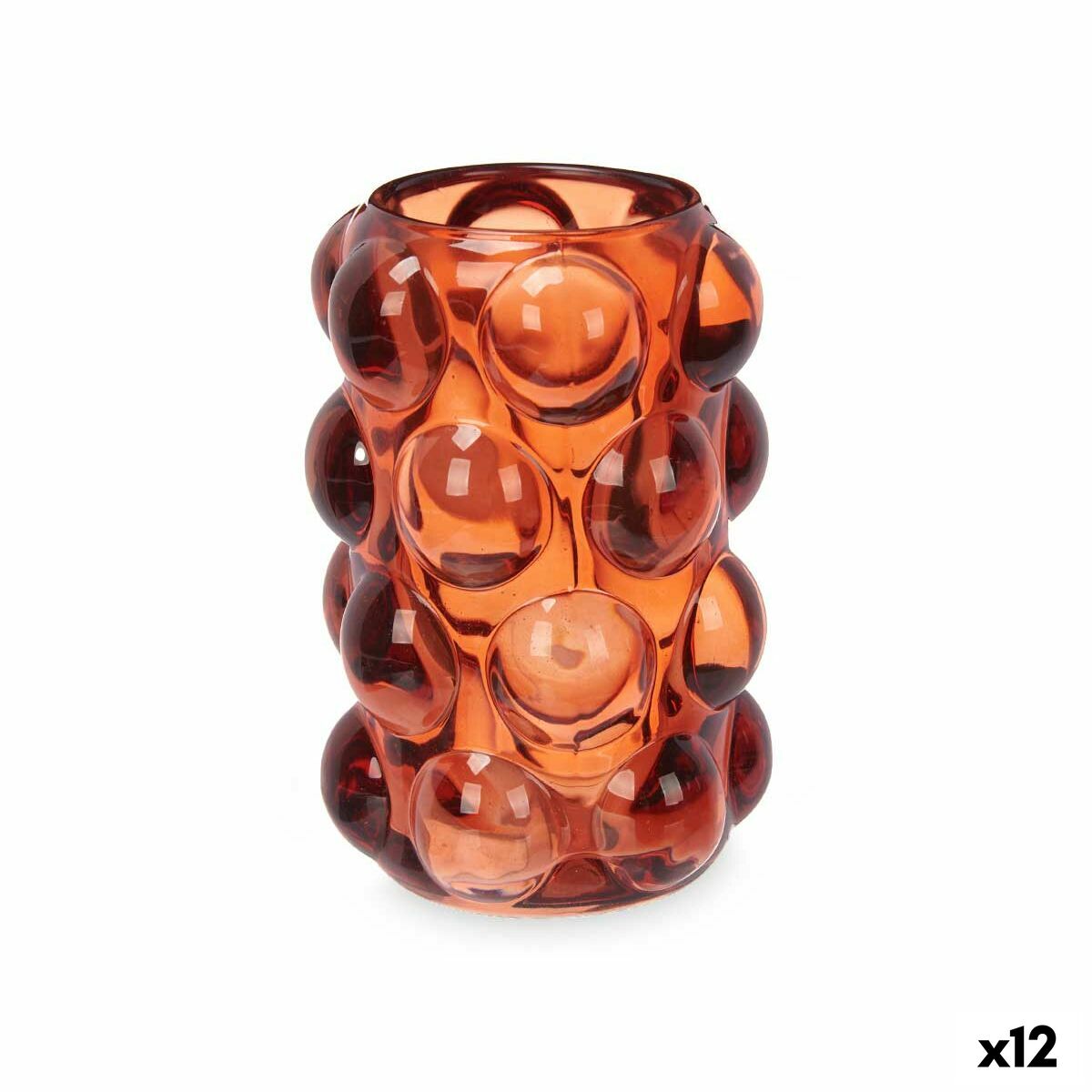 Ljusstakar Gift Decor Orange Takpanna Glas 8,4 x 12,5 x 8,4 cm Mikro-pärlor (12 antal)