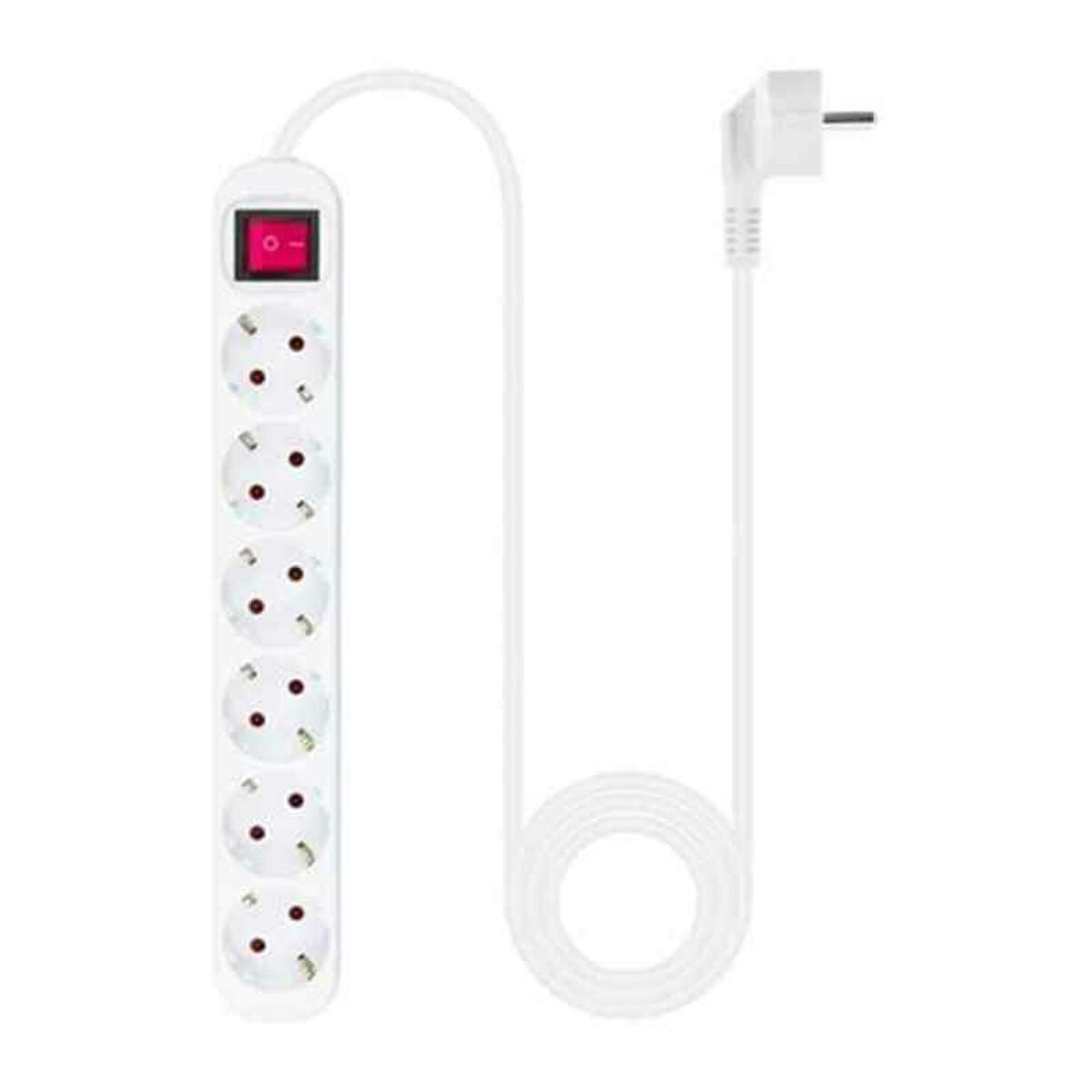 Kretskort NANOCABLE Regleta de enchufes de 6 tomas con interruptor, 1.4 metros Blanca