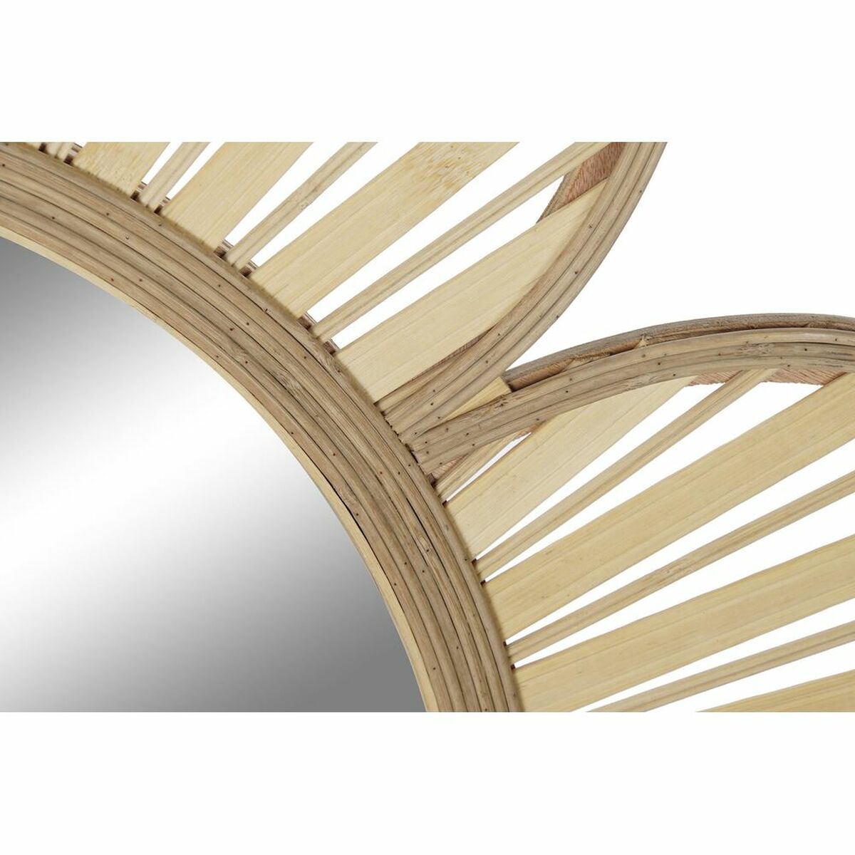 Väggspegel DKD Home Decor Blomster Naturell Brun 100 x 3 x 100 cm Bambu Bali - 2