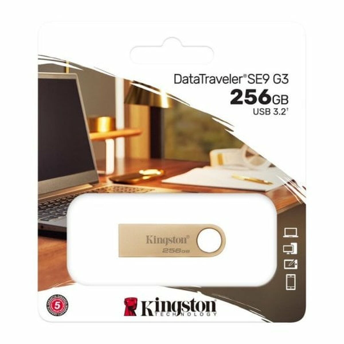 USB-minne Kingston DTSE9G3/256GB Guld 256 GB (1 antal) - 7