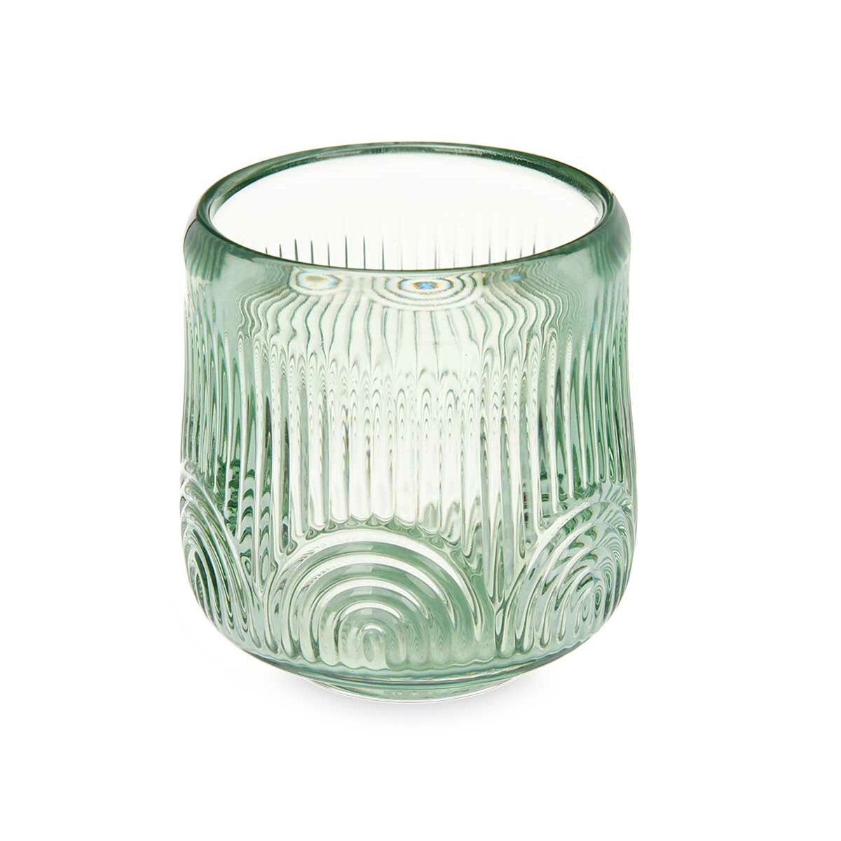 Ljusstakar Gift Decor Grön Glas 9 x 9,5 x 9 cm Ränder (12 antal) - 4