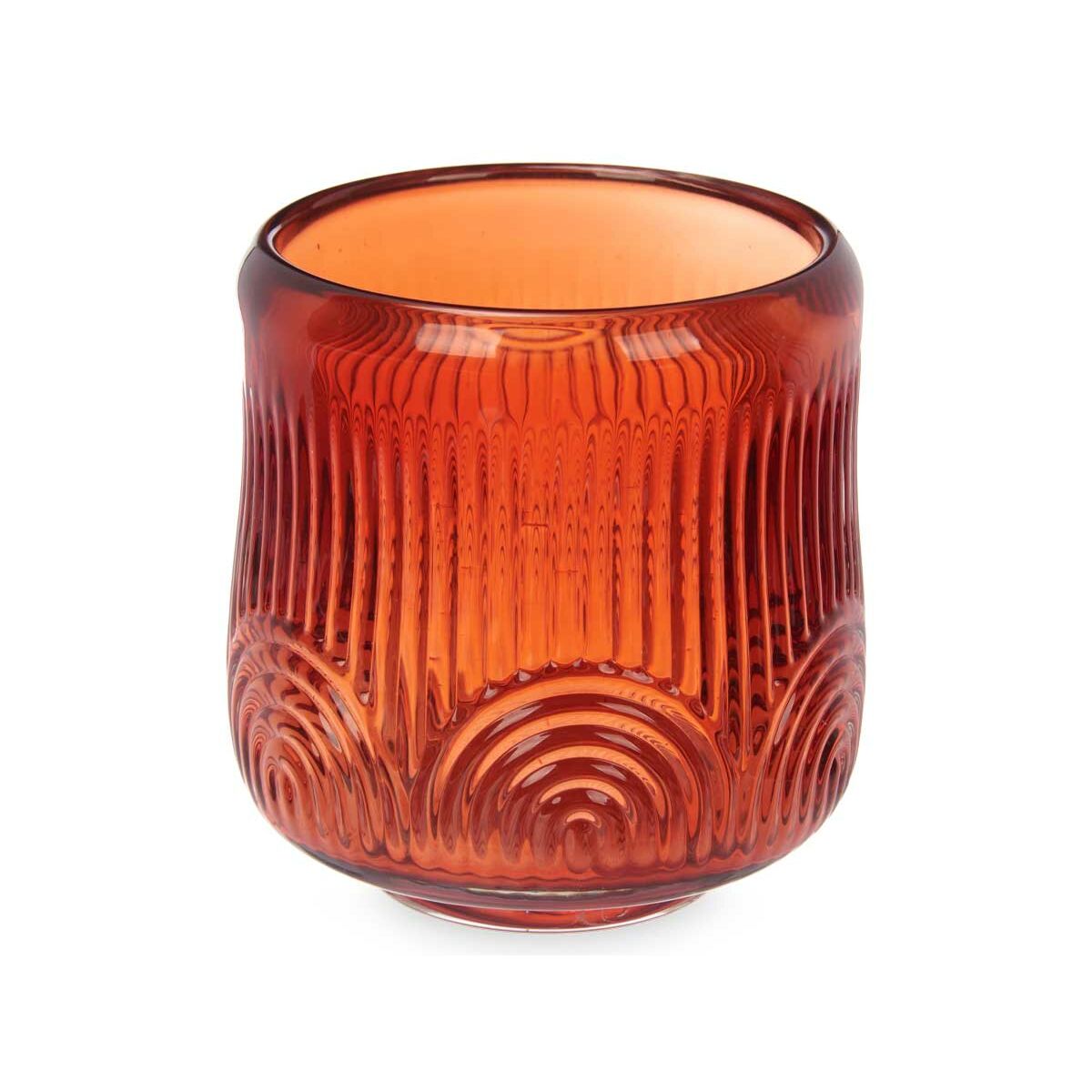Ljusstakar Gift Decor Orange Takpanna Glas 9 x 9,5 x 9 cm Ränder (12 antal) - 4