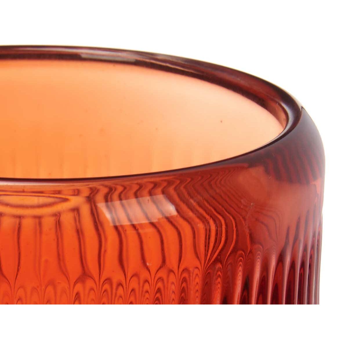 Ljusstakar Gift Decor Orange Takpanna Glas 9 x 9,5 x 9 cm Ränder (12 antal) - 2
