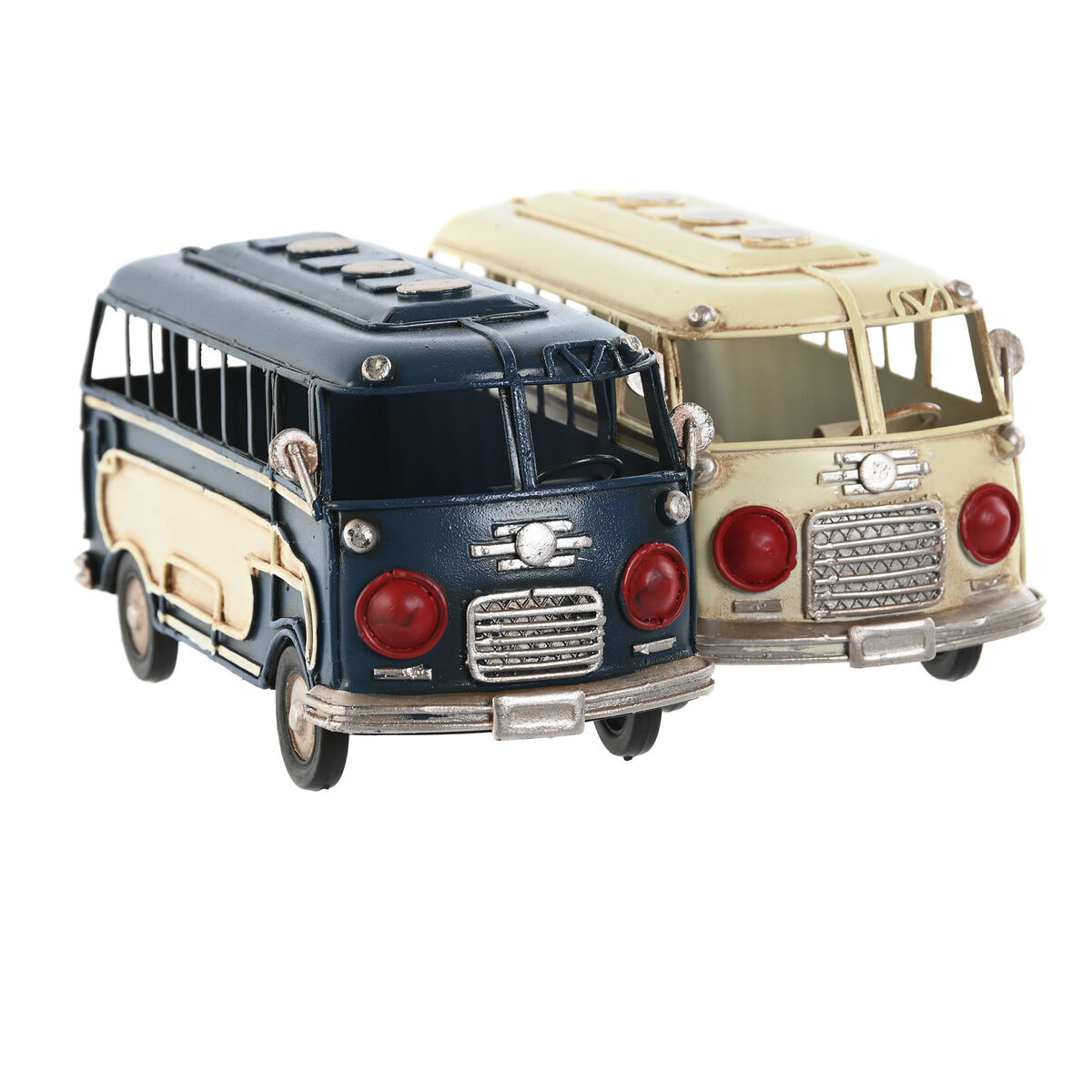 Prydnadsfigur Home ESPRIT Blå Vit Buss Vintage 17 x 7 x 8 cm (2 antal) - 3