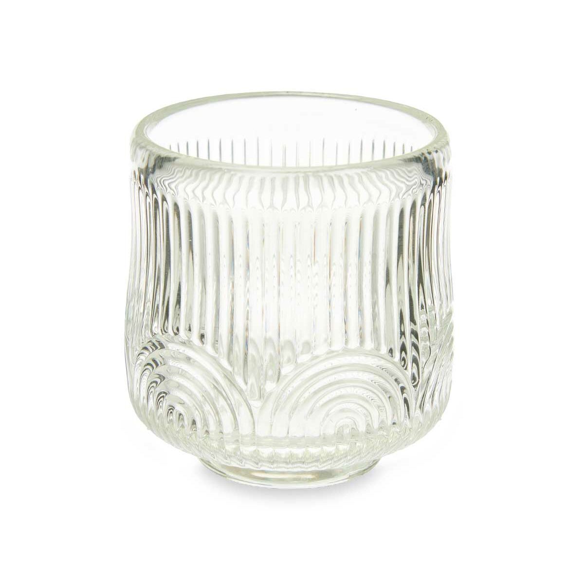 Ljusstakar Gift Decor Transparent Glas 7,5 x 7,8 x 7,5 cm Ränder (12 antal) - 4