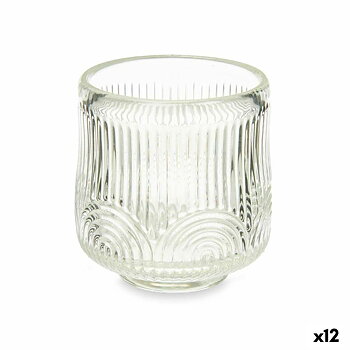 Ljusstakar Gift Decor Transparent Glas 7,5 x 7,8 x 7,5 cm Ränder (12 antal)