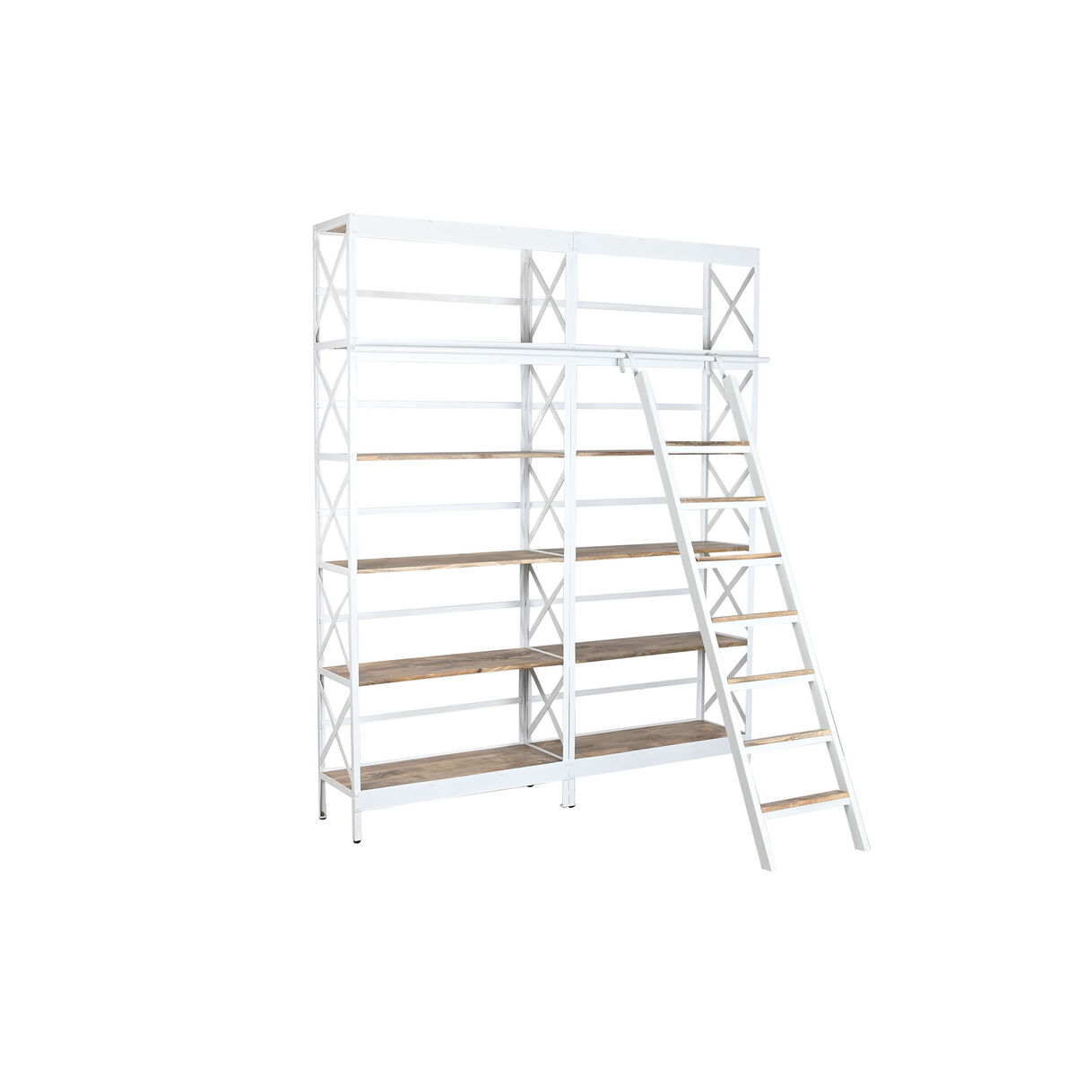 Bokhylla Home ESPRIT Vit Naturell Metall Mangoträ 180 x 35 x 220 cm