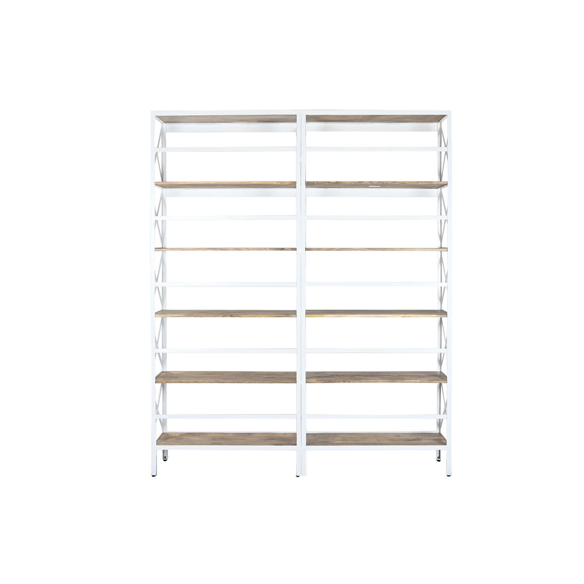 Bokhylla Home ESPRIT Vit Naturell Metall Mangoträ 180 x 35 x 220 cm - 2
