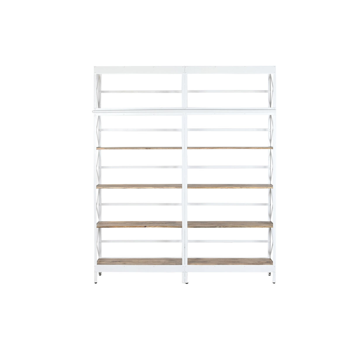 Bokhylla Home ESPRIT Vit Naturell Metall Mangoträ 180 x 35 x 220 cm - 3