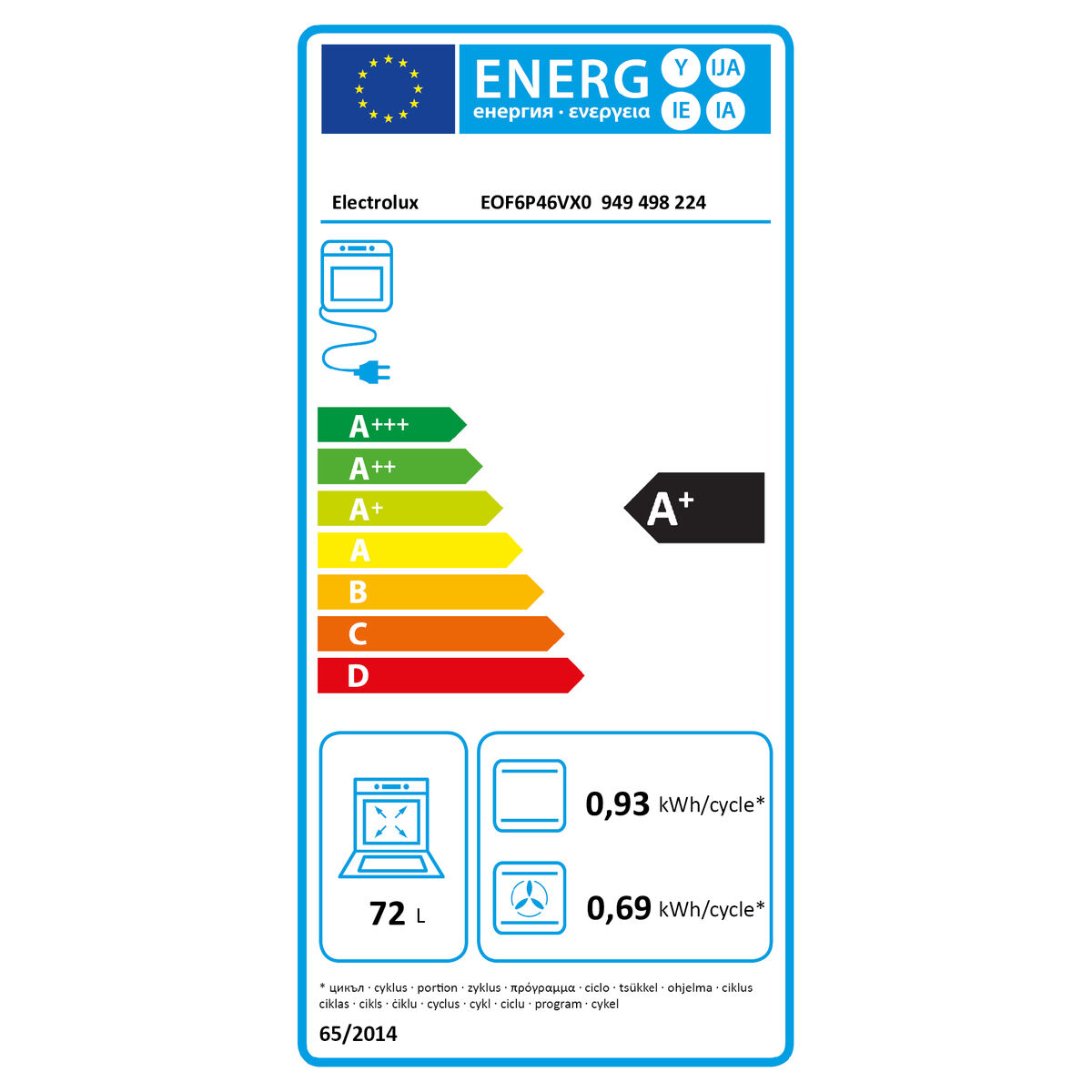 Ugn Electrolux EOF6P46VX0 2300 W 72 L - 2