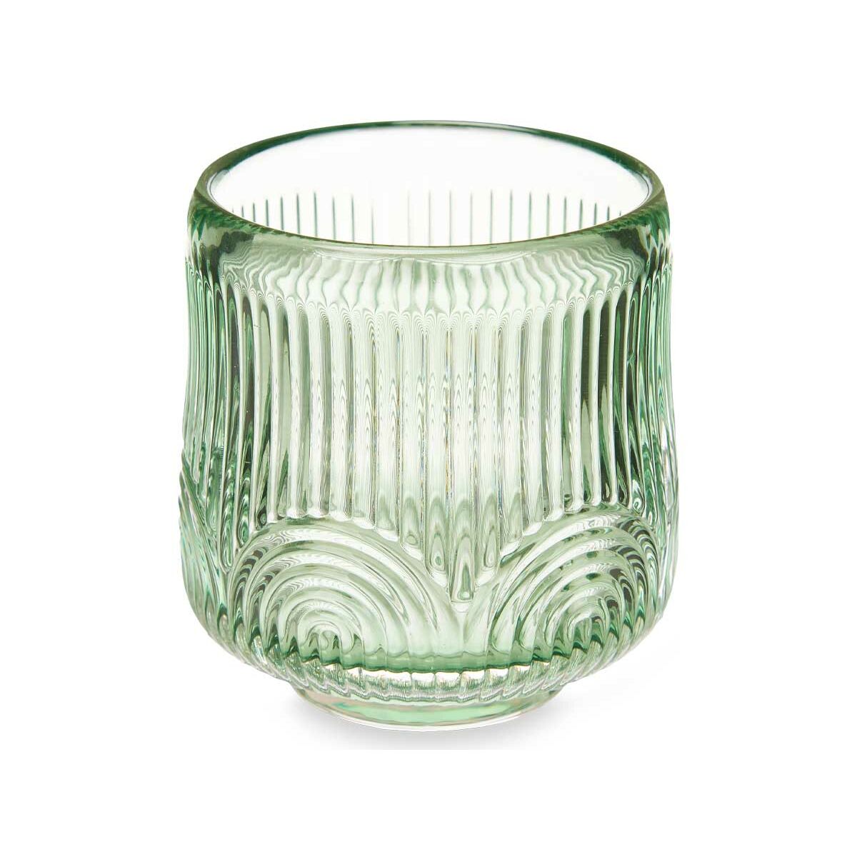 Ljusstakar Gift Decor Grön Glas 7,5 x 7,8 x 7,5 cm Ränder (12 antal) - 4
