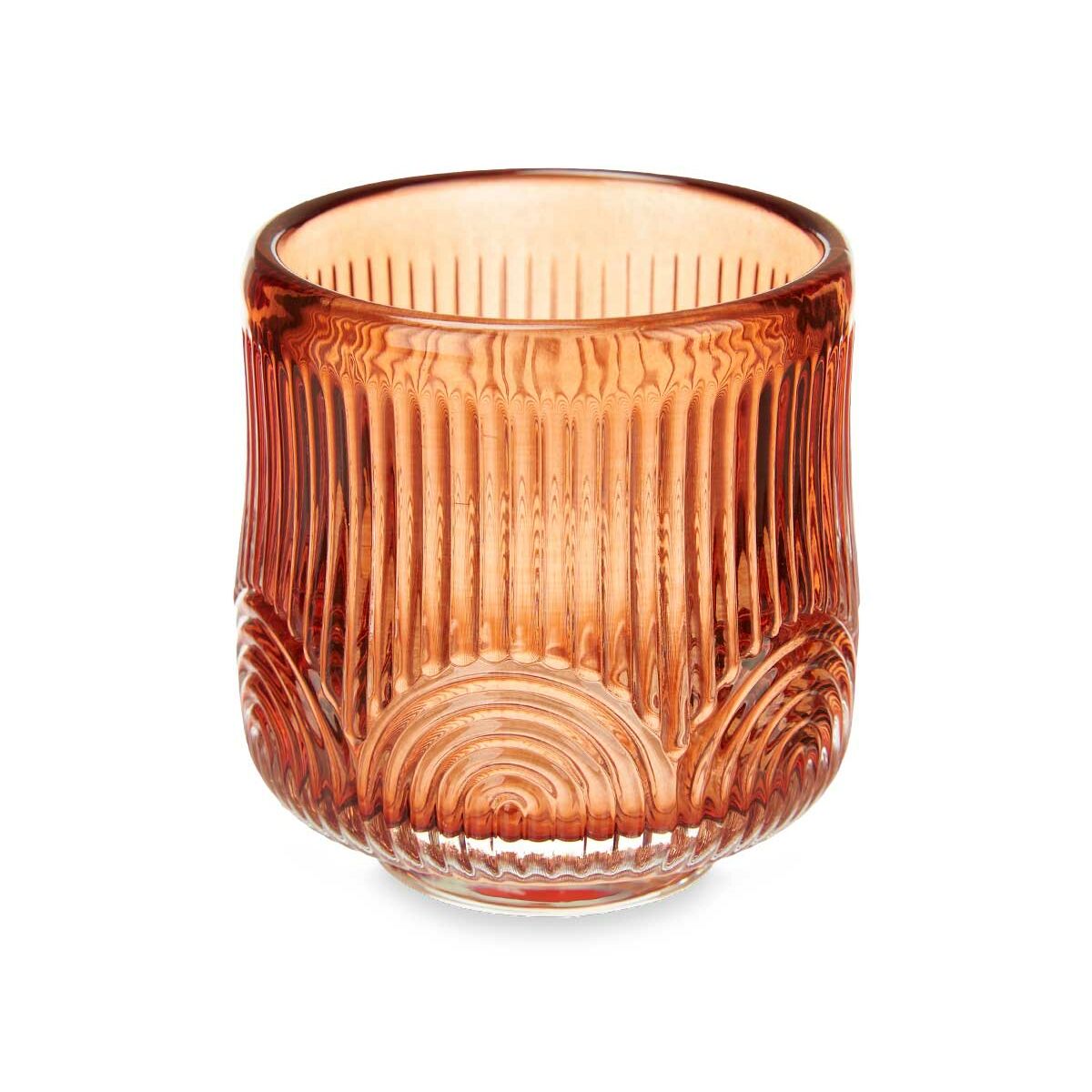 Ljusstakar Gift Decor Orange Takpanna Glas 7,5 x 7,8 x 7,5 cm Ränder (12 antal) - 4