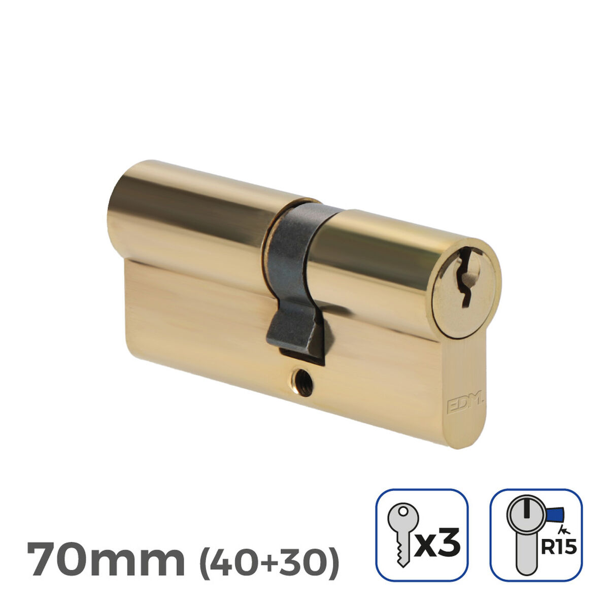 Cylinder EDM 85163 r15 Gyllene Mässing Långt kamlås Europeisk - 5