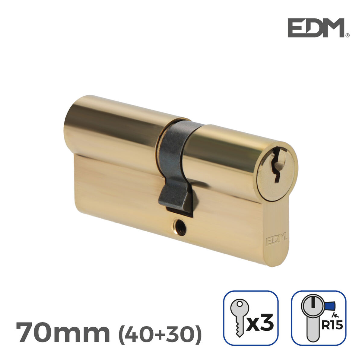 Cylinder EDM 85163 r15 Gyllene Mässing Långt kamlås Europeisk