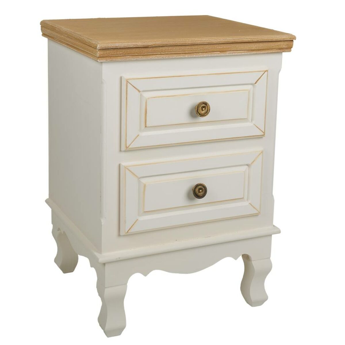 Nattduksbord Alexandra House Living Vit Naturell 33 x 53 x 37 cm