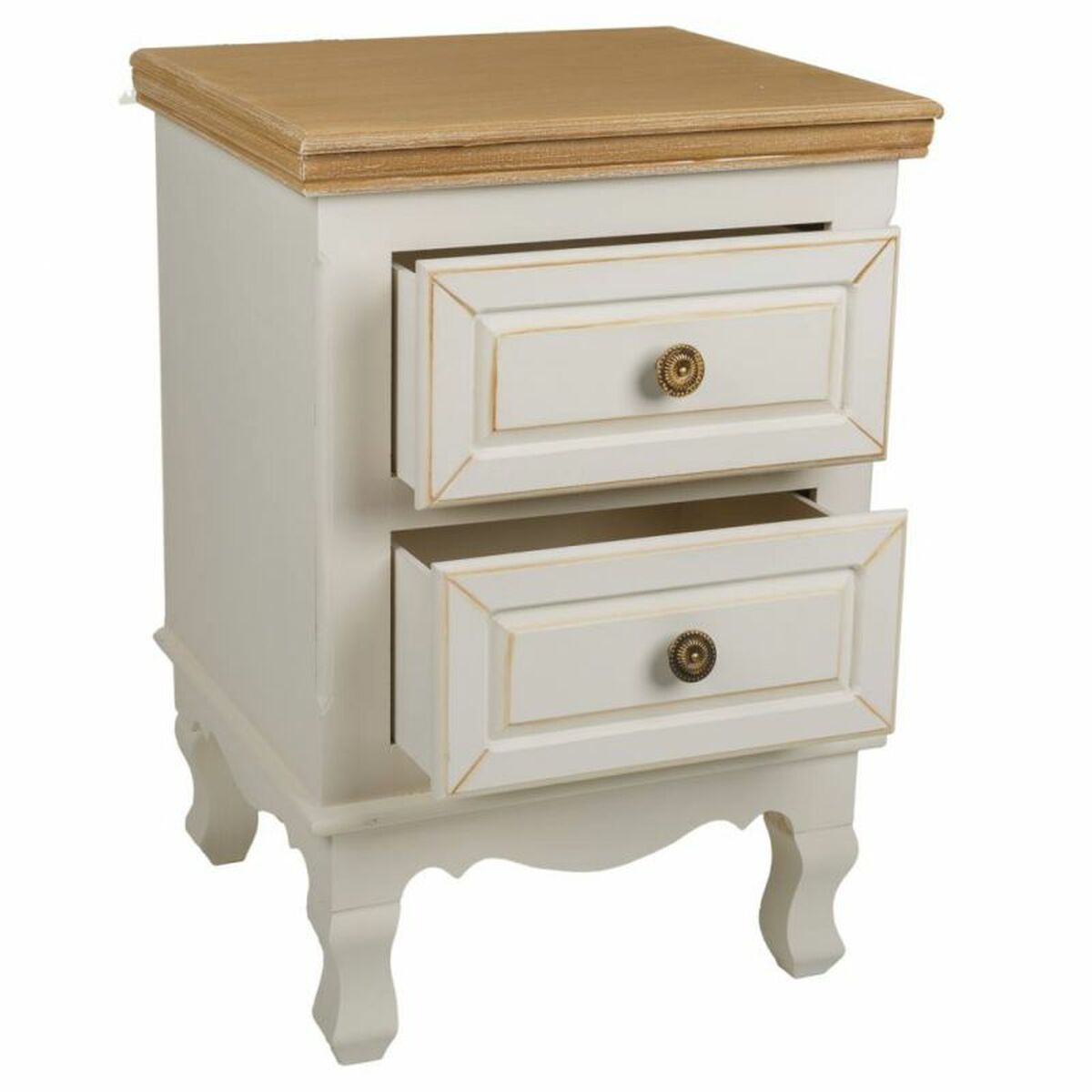 Nattduksbord Alexandra House Living Vit Naturell 33 x 53 x 37 cm - 2