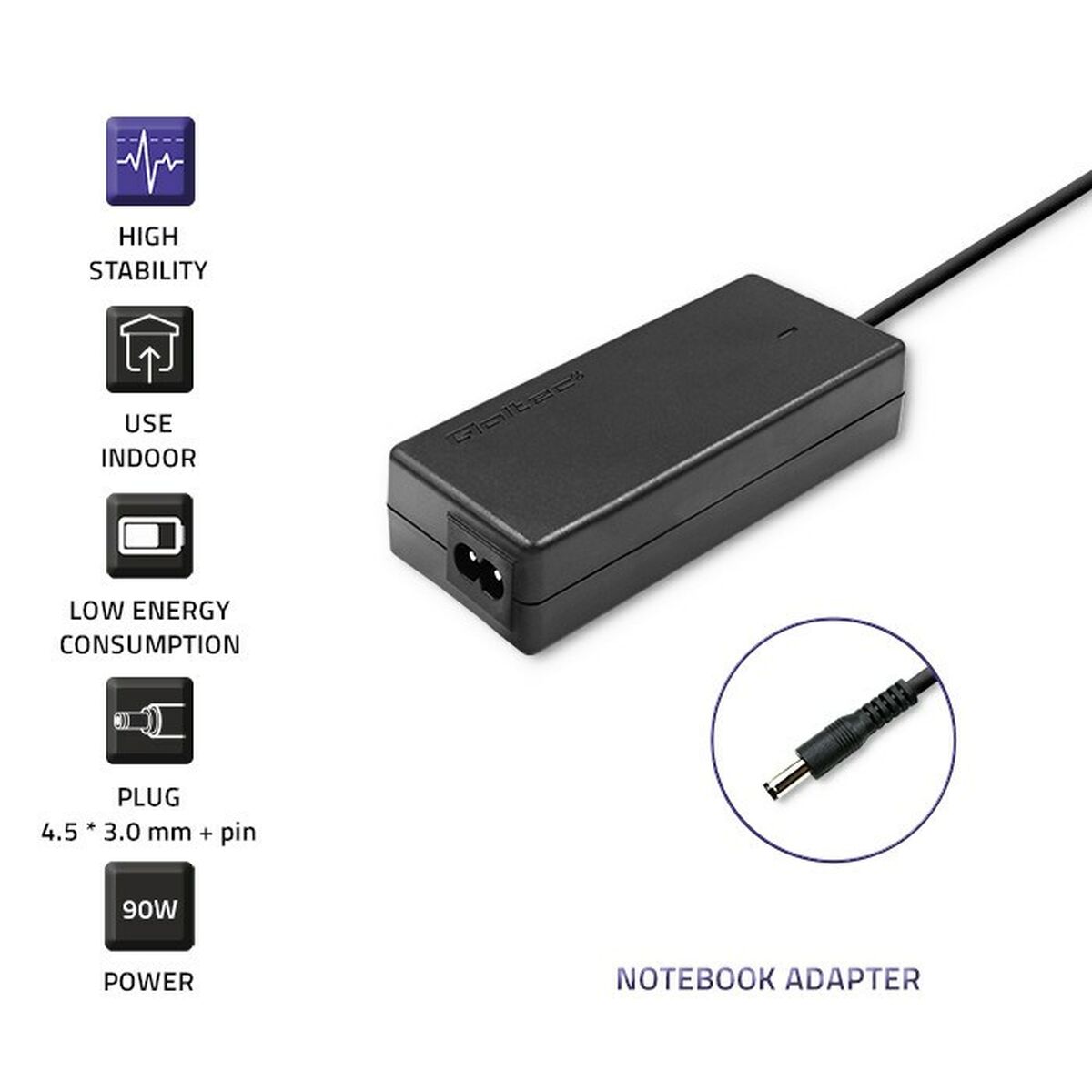 Laptopladdare Qoltec 51516.90W 90 W - 8