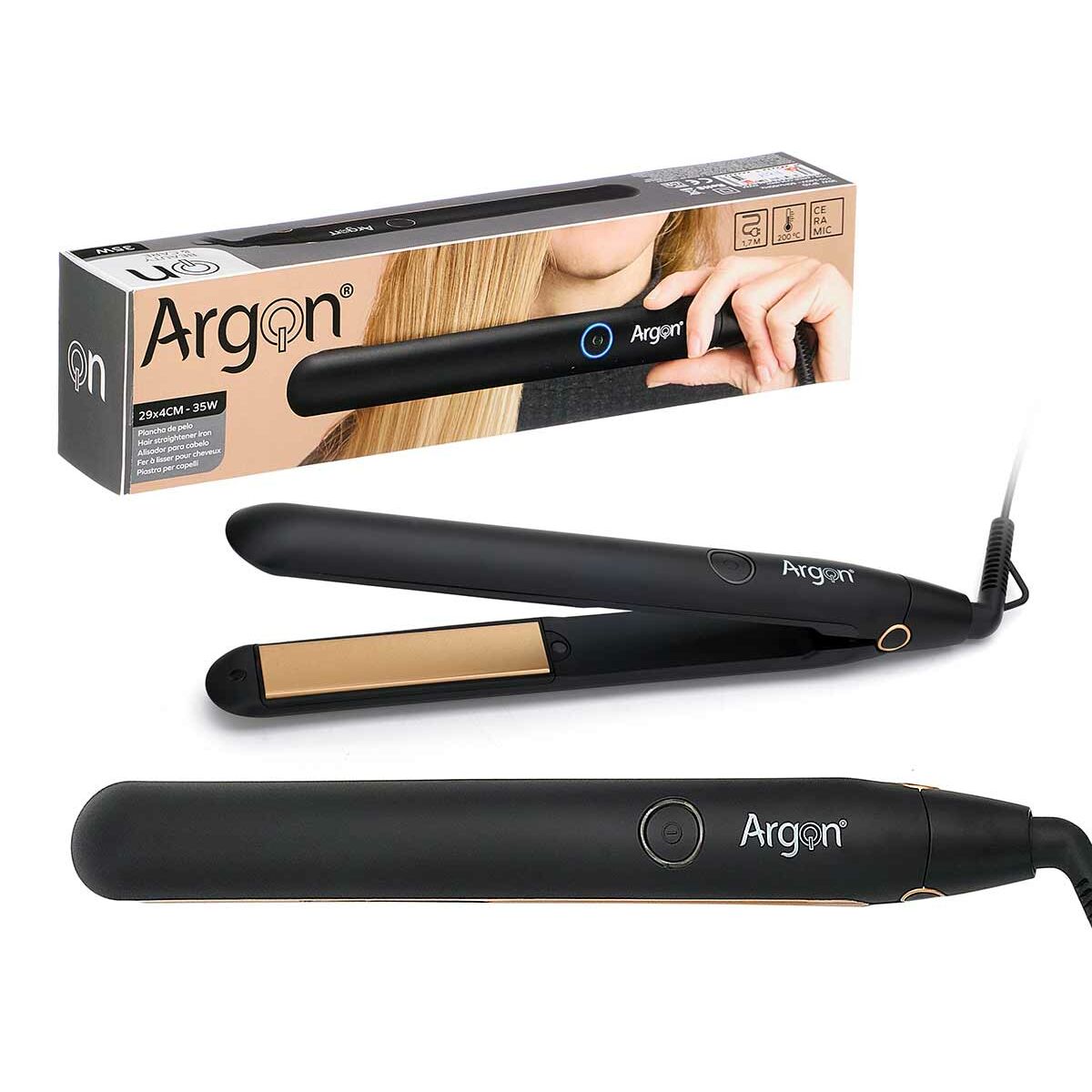 Plattång Argon Svart Gyllene 35 W - 2