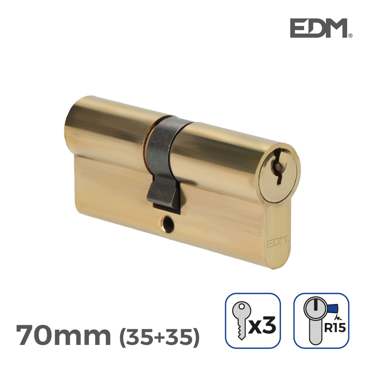 Cylinder EDM 85164 r15 Gyllene Mässing Långt kamlås Europeisk