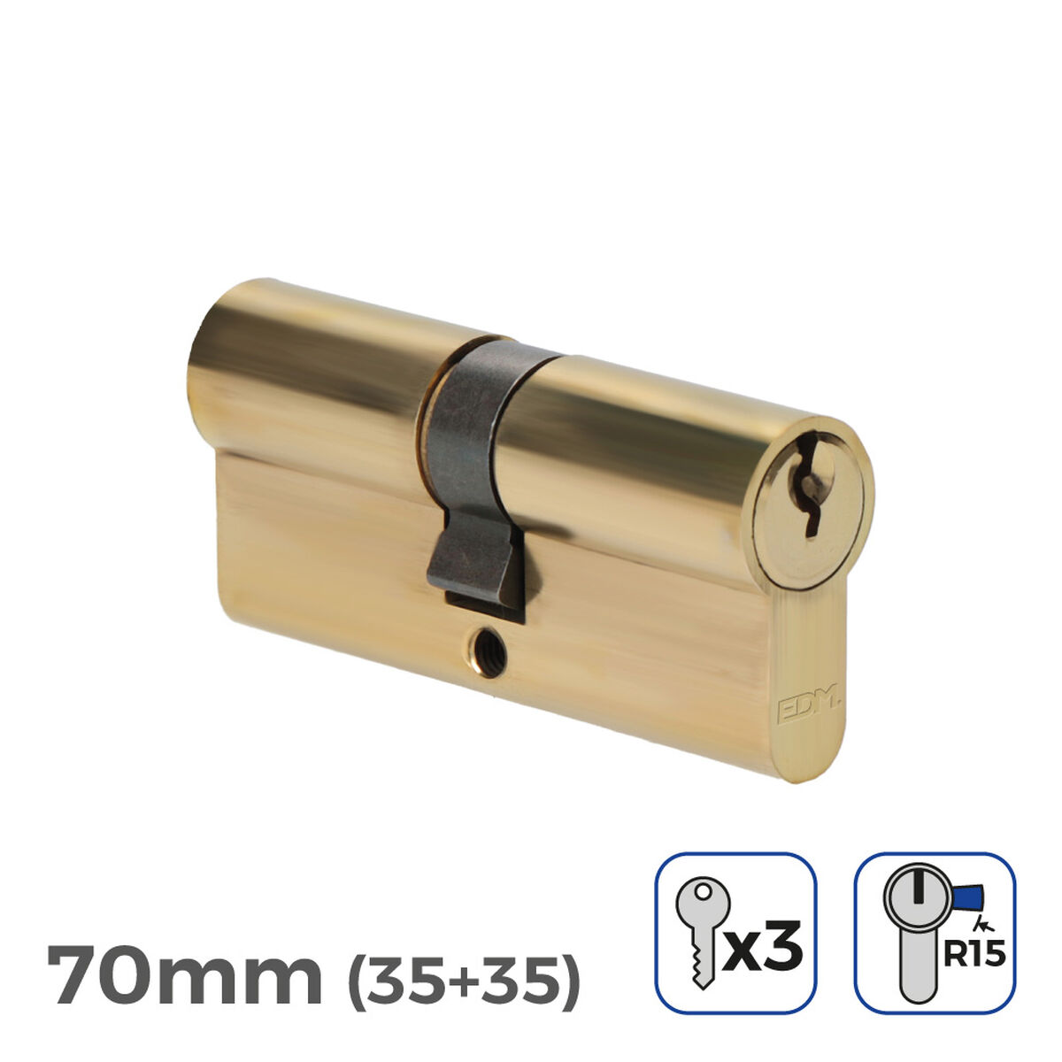 Cylinder EDM 85164 r15 Gyllene Mässing Långt kamlås Europeisk - 5