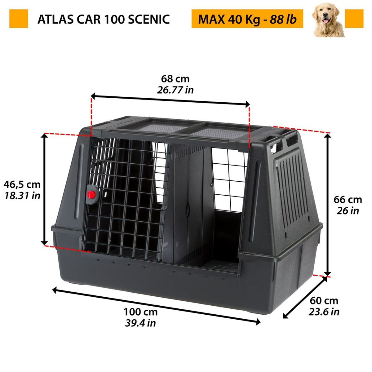 Transporter Ferplast Atlas Car Scenic 100 Svart 60 x 60 x 100 cm Plast - 5