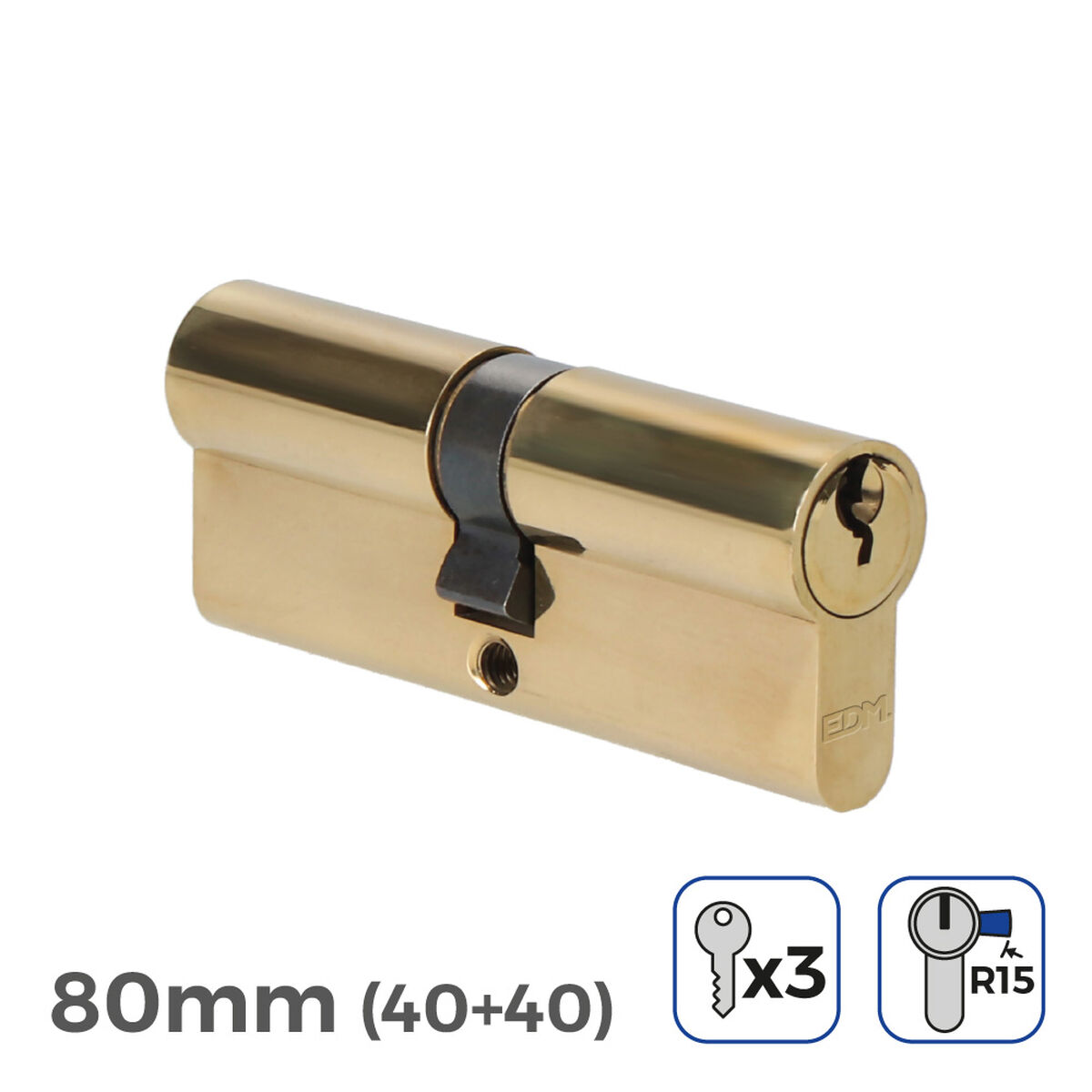 Cylinder EDM 85165 r15 Gyllene Mässing Långt kamlås Europeisk - 5