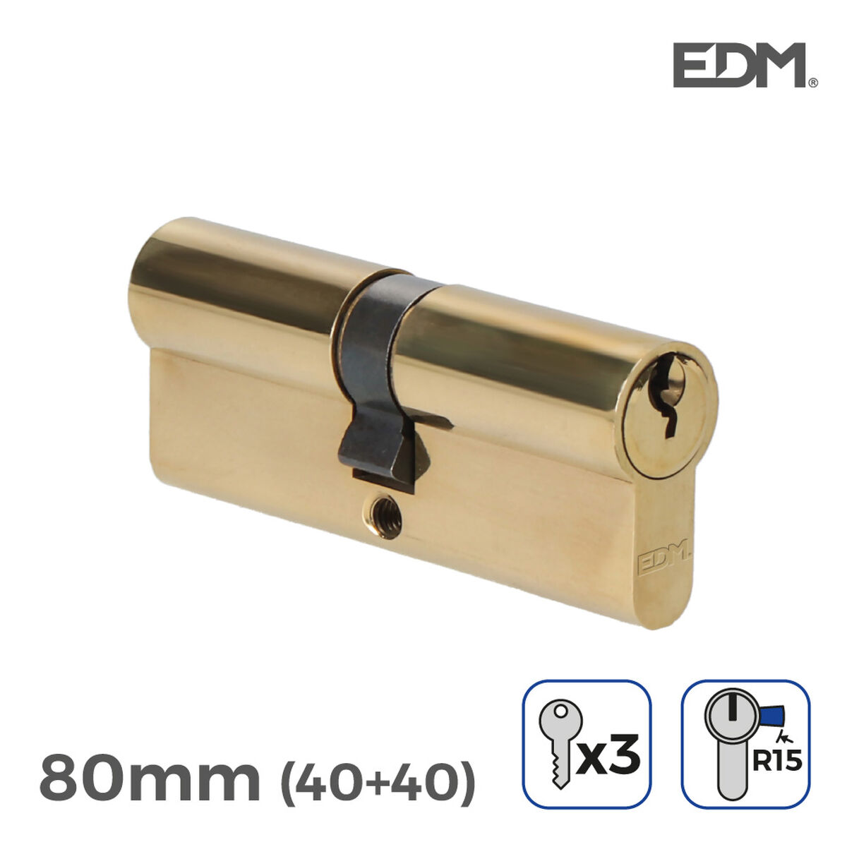 Cylinder EDM 85165 r15 Gyllene Mässing Långt kamlås Europeisk