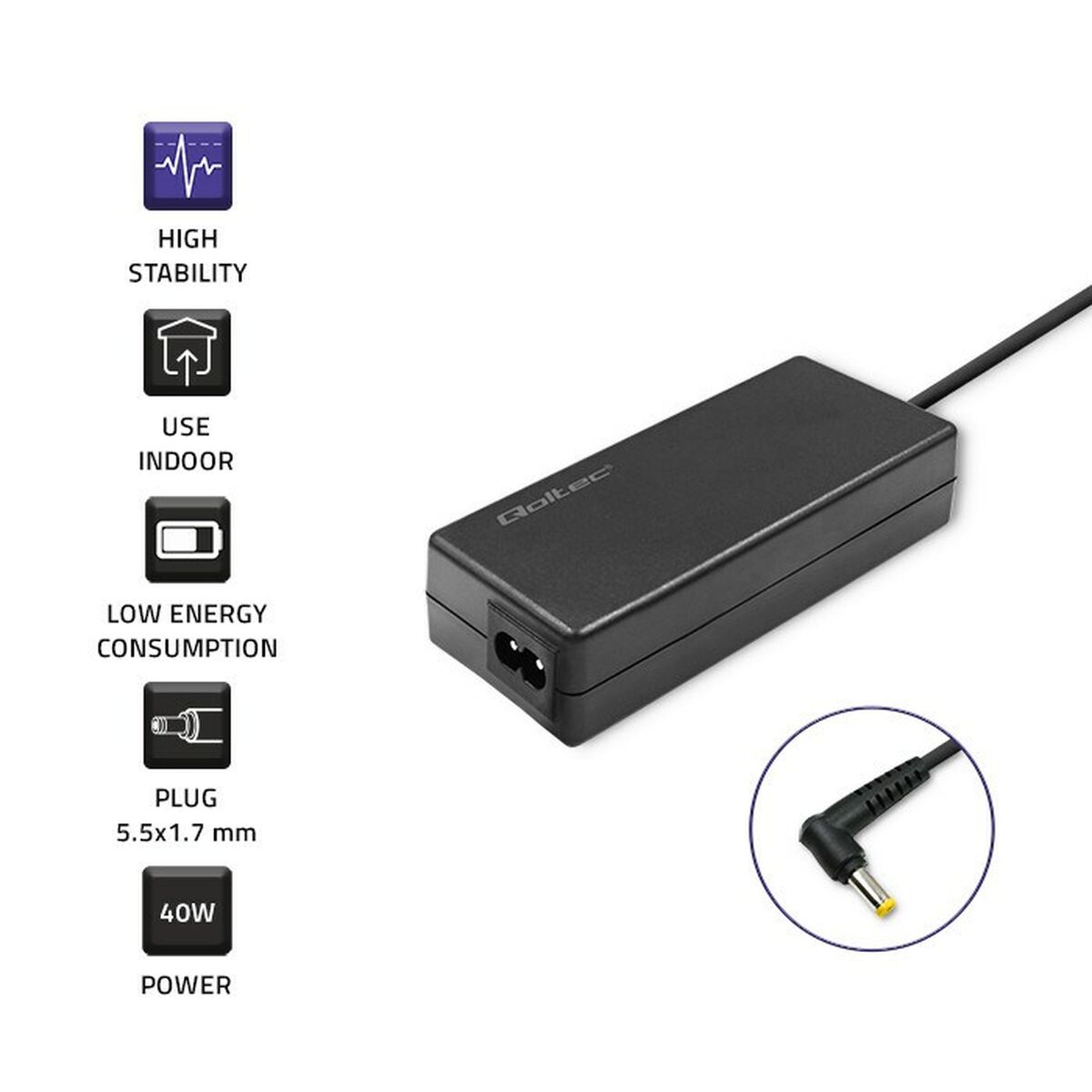 Laptopladdare Qoltec 52410 40 W - 6