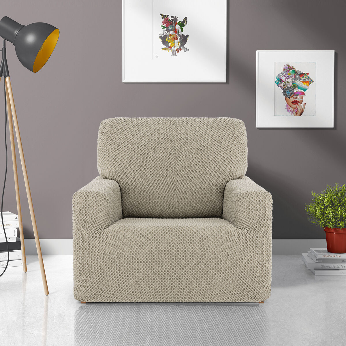 Stolöverdrag Eysa THOR Beige 70 x 110 x 110 cm - 3