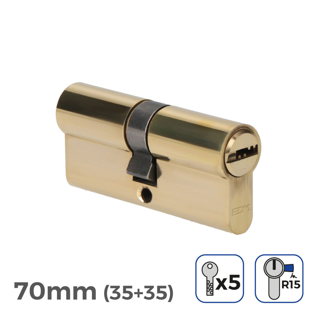 Cylinder EDM 85168 r15 Gyllene Mässing Långt kamlås Europeisk - 5