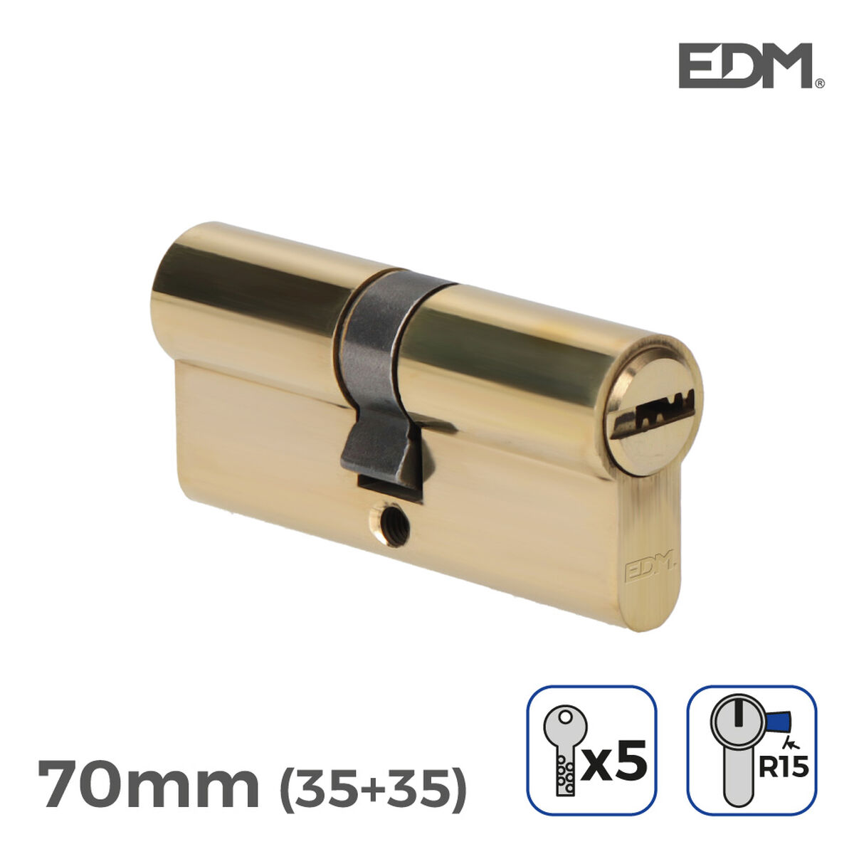Cylinder EDM 85168 r15 Gyllene Mässing Långt kamlås Europeisk