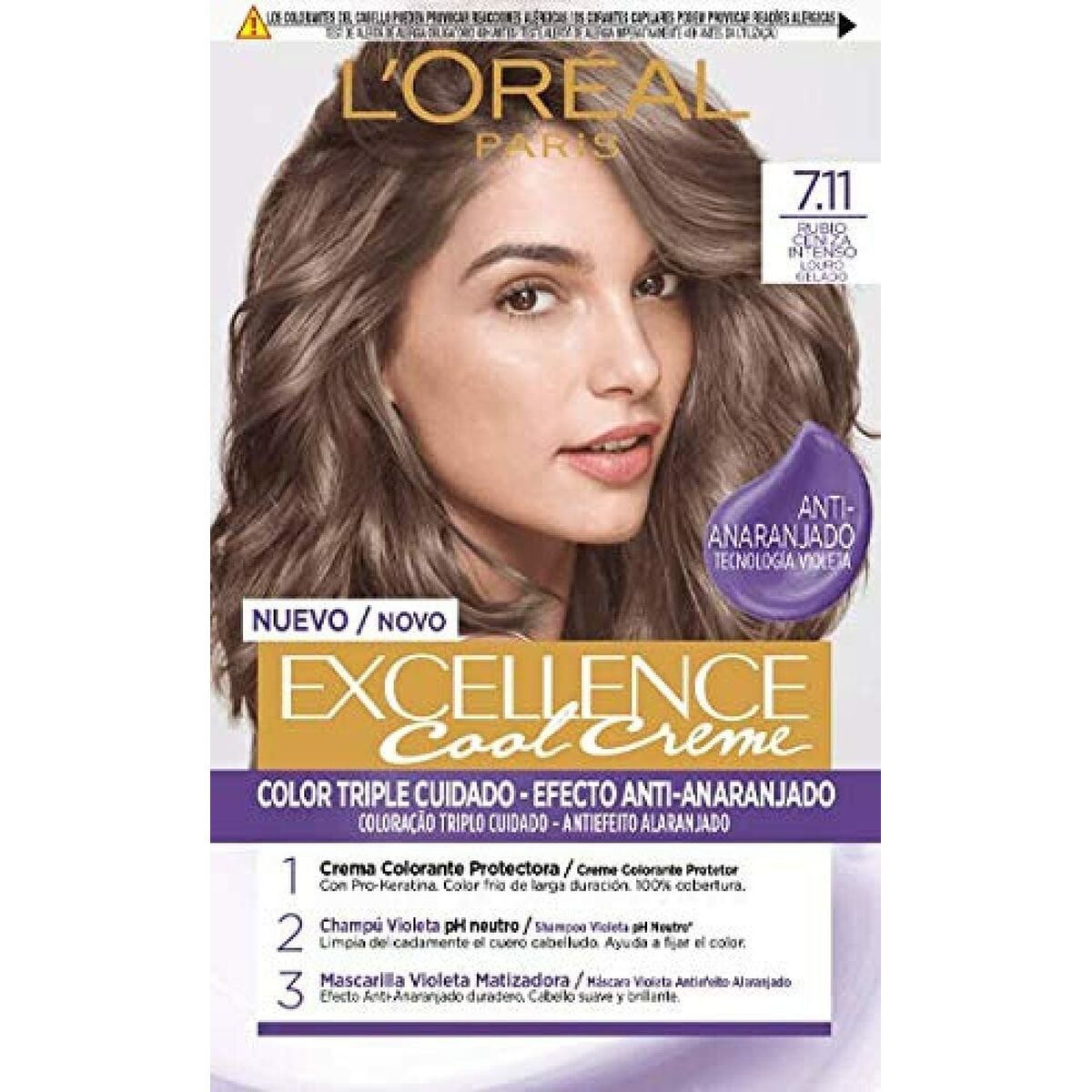 Permanent hårfäg - creme L'Oreal Make Up Excellence Askblond 7,11 Intenzivno Nº 7,11-Rubio Ceniza Intenso 192 ml