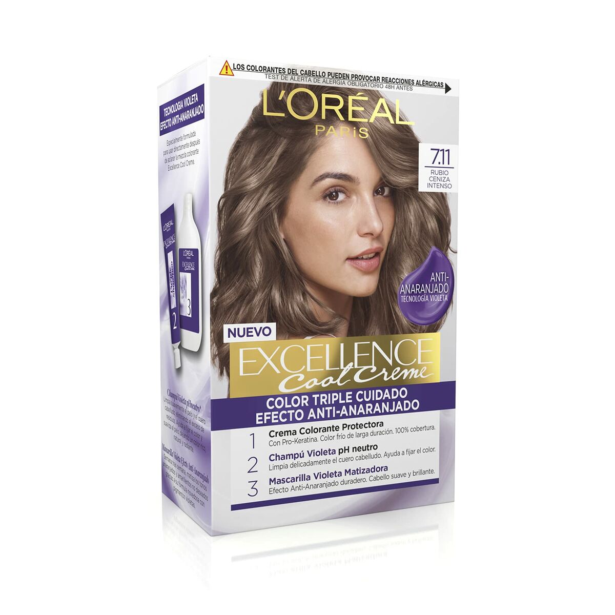 Permanent hårfäg - creme L'Oreal Make Up Excellence Askblond 7,11 Intenzivno Nº 7,11-Rubio Ceniza Intenso 192 ml - 3