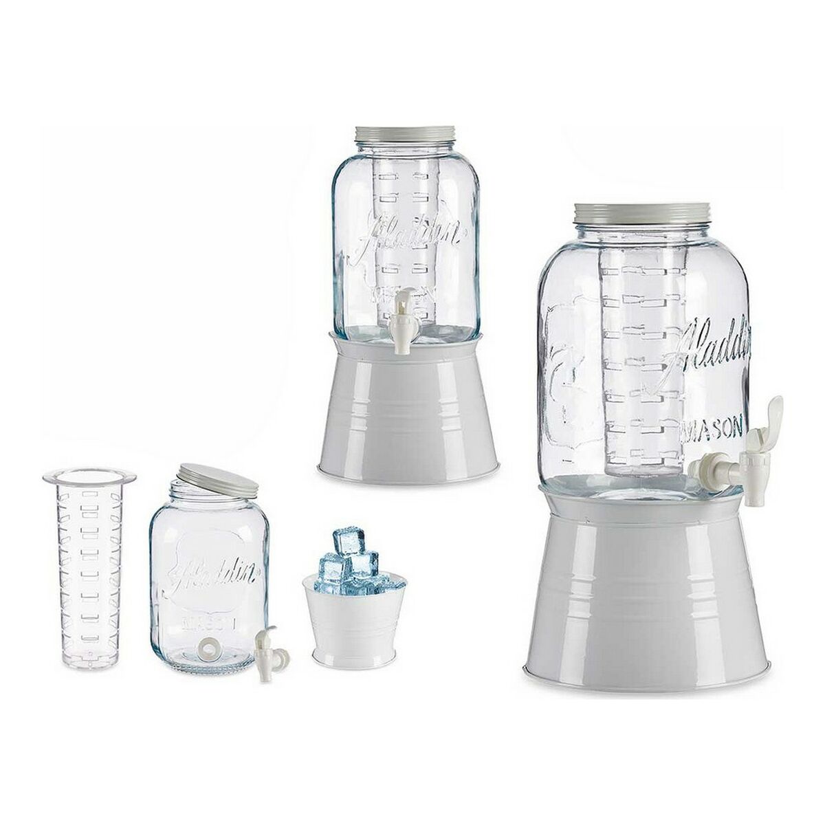 Genomskinlig glaskaraff Vit Med stöd (22,8 x 37,5 x 20 cm) (3800 ml) - 4