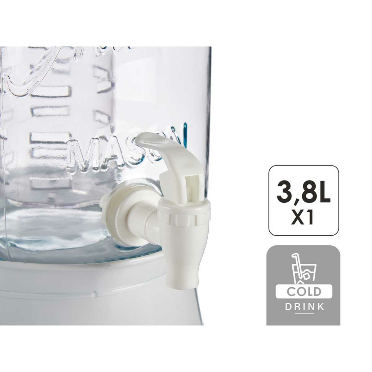 Genomskinlig glaskaraff Vit Med stöd (22,8 x 37,5 x 20 cm) (3800 ml) - 3