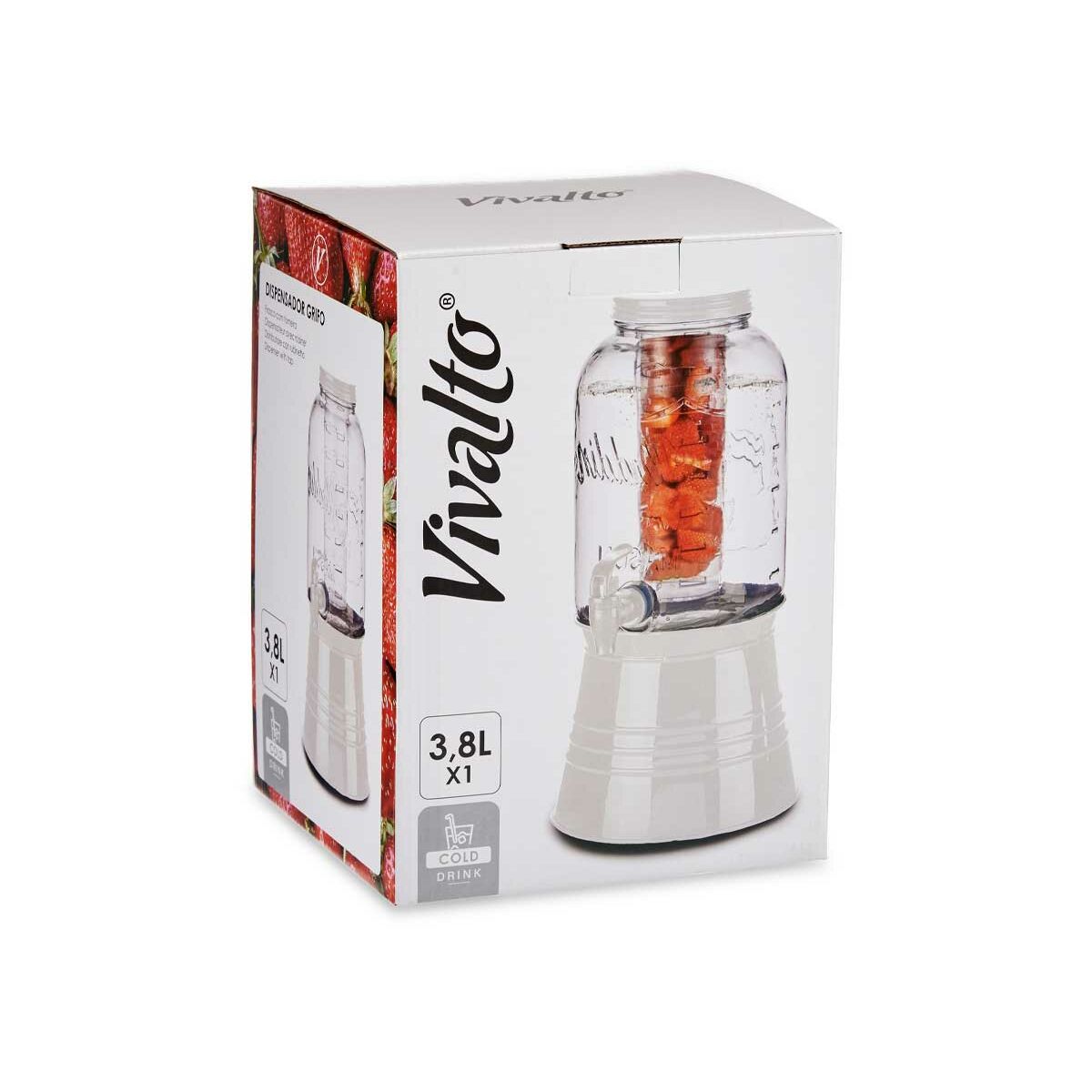 Genomskinlig glaskaraff Vit Med stöd (22,8 x 37,5 x 20 cm) (3800 ml) - 2