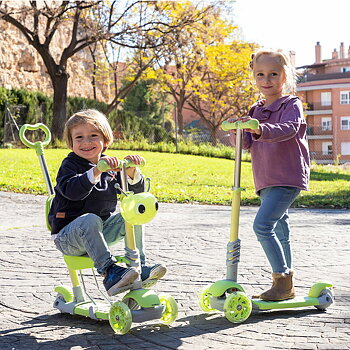 3 i 1 utvecklingsbar sparkcykel för barn Scuvol InnovaGoods Grön Polyuretan Aluminium (Renoverade B)