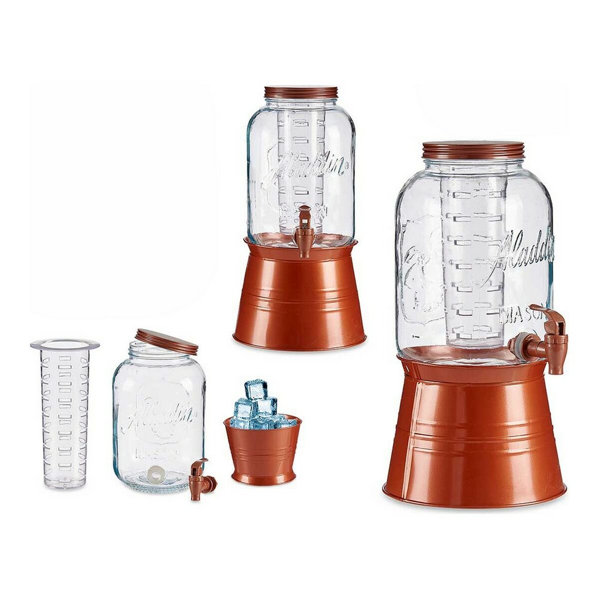 Genomskinlig glaskaraff Koppar Med stöd Glas Metall Transparent Plast 3,8 L - 4