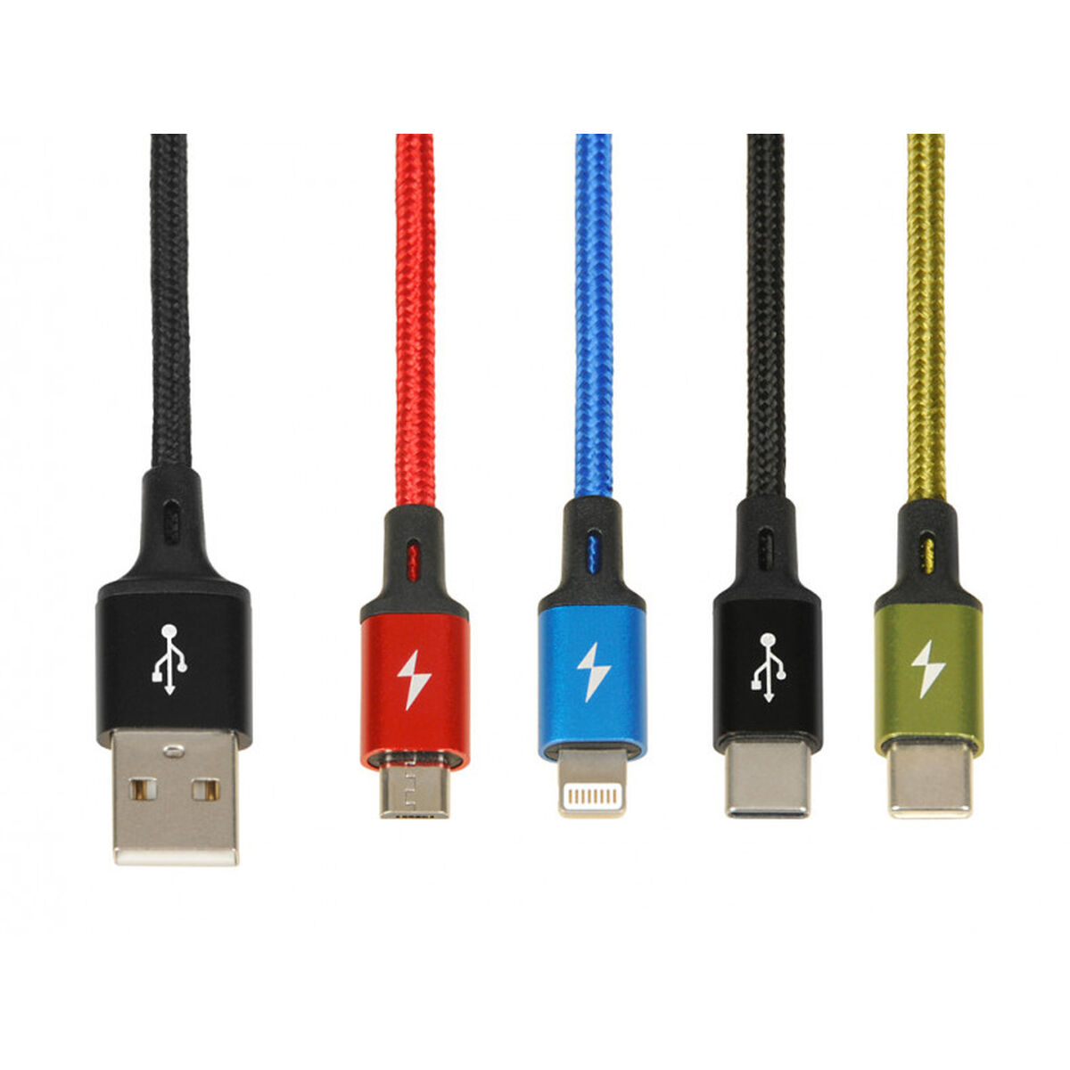 USB-kabel till mikro-USB, USB-C och Lightning Ibox IKUM4W1CLR Svart Multicolour 1,2 m - 2